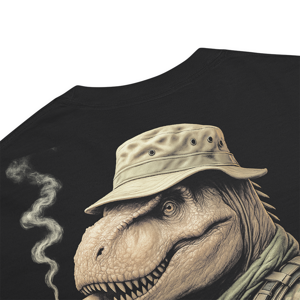 Close up of back collar of Black short sleeve unisex fit classic cotton T-Shirt by Achilles Tactical Clothing Brand printed with Large Small Arms Specialist design across back