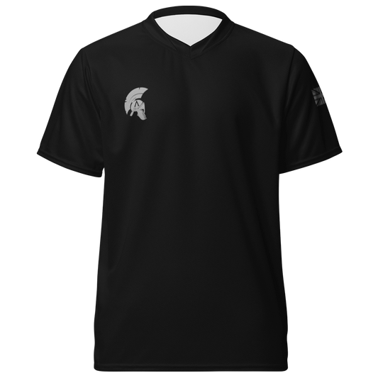 Front view of black short sleeve unisex fit Performance Physical training  PT Jersey by Achilles Tactical Clothing Brand