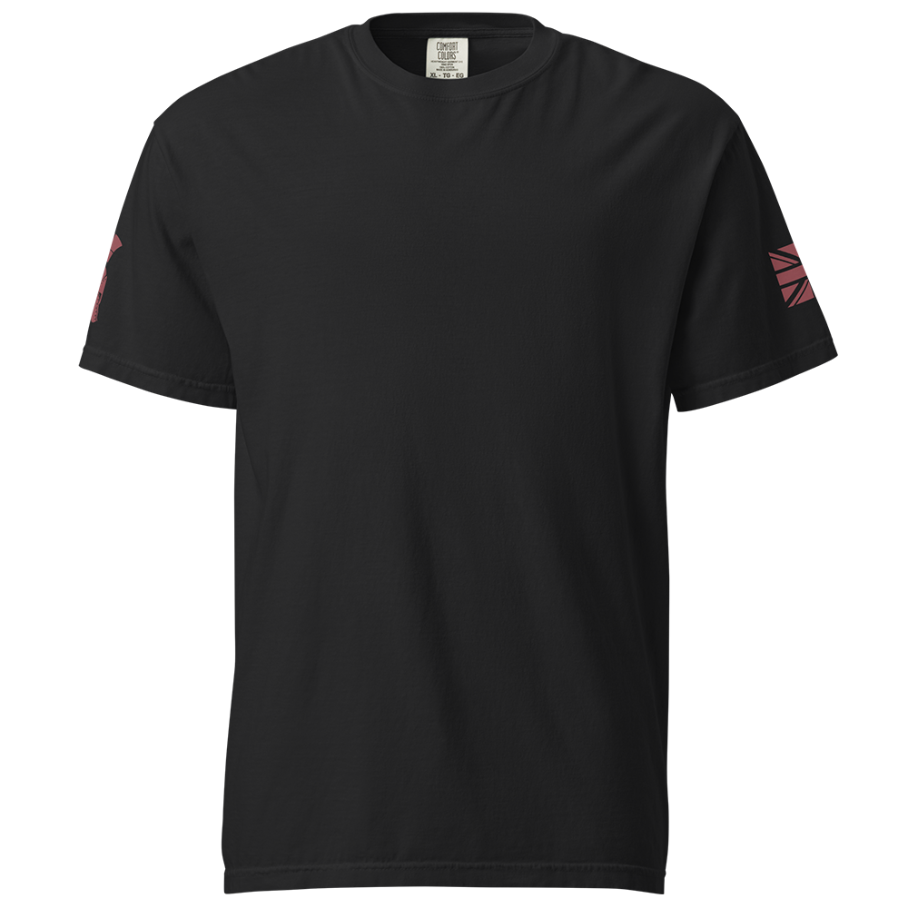 Front view of Black short sleeve unisex fit classic cotton T-Shirt by Achilles Tactical Clothing Brand printed with Large Parachute Regiment Airborne design across back